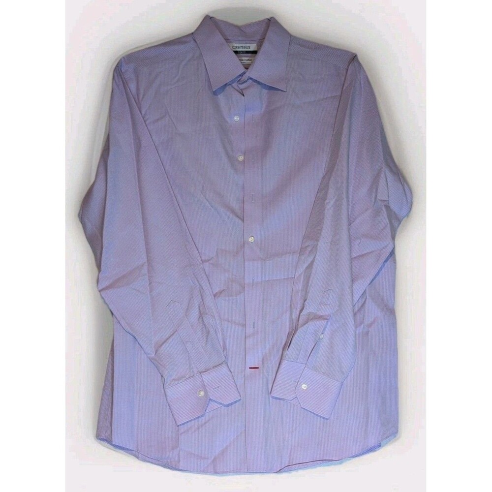 Cremieux Mens 35/ 16.5 Button Down Shirt Lavender Slim Fit Cotton